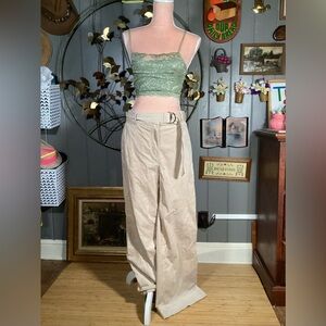 Loft Wide Leg Stretchy Corduroy Tan Pants Size 4